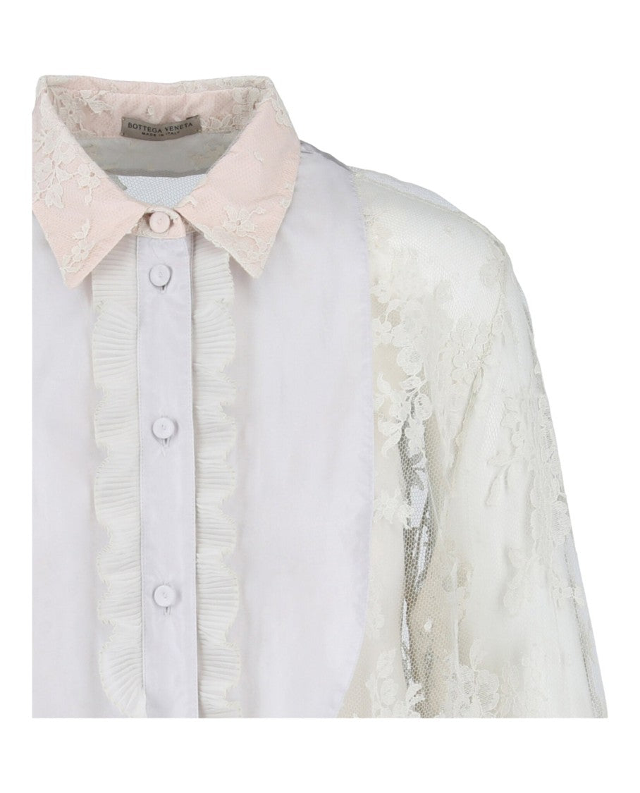 Bottega Veneta Floral Embroidered Top With Lace Details