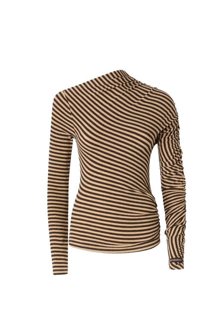 Pinko Multicolor Striped Funnel-Neck Sweater