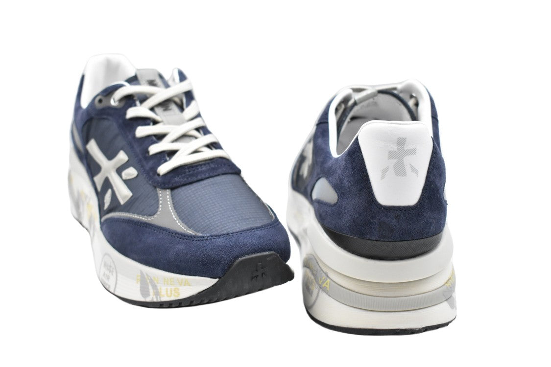 Premiata Navy Blue Low-Top Sneakers With Suede