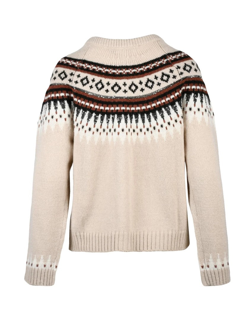 Max Mara Beige Acrylic-Blend Rhinestone Cardigan