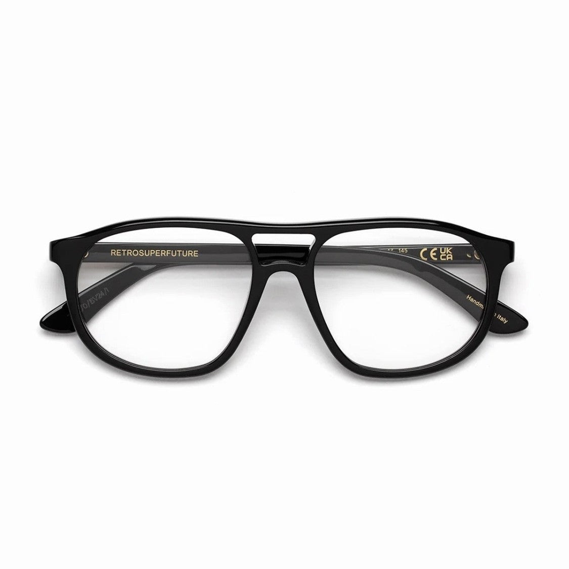 Retrosuperfuture Black Numero 127 Acetate Pilot Eyeglasses