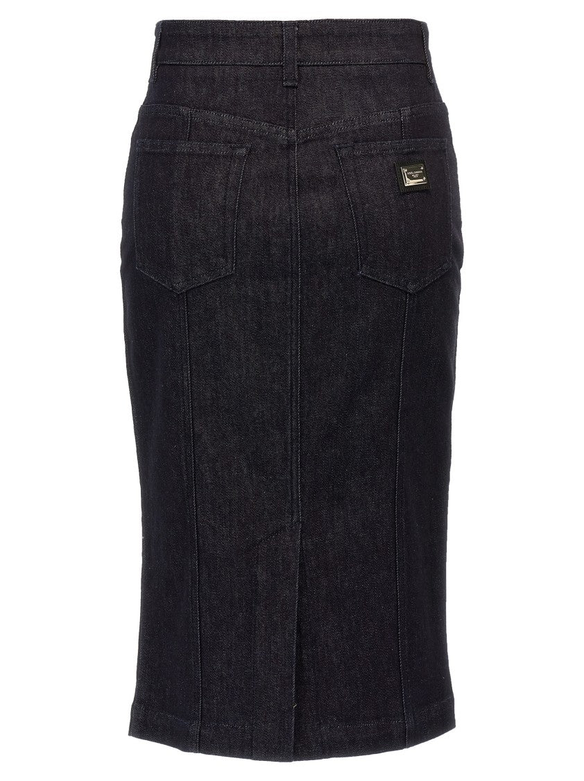 Dolce & Gabbana Longuette Pencil Skirt In Cotton Denim