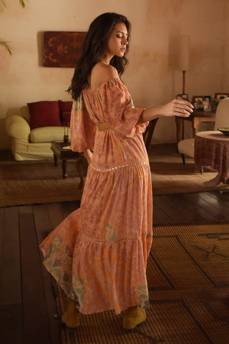 Miss June Martina Long Dress Peach
