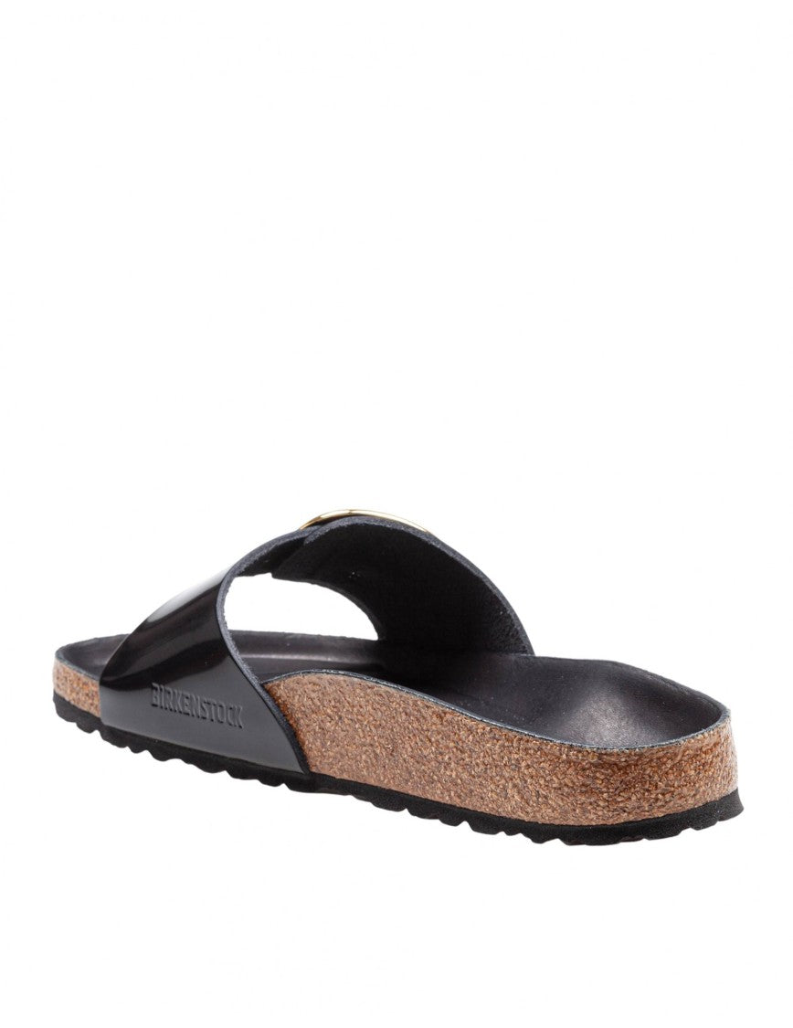Birkenstock Madrid Slide In Lacquered Leather With Large Buckle