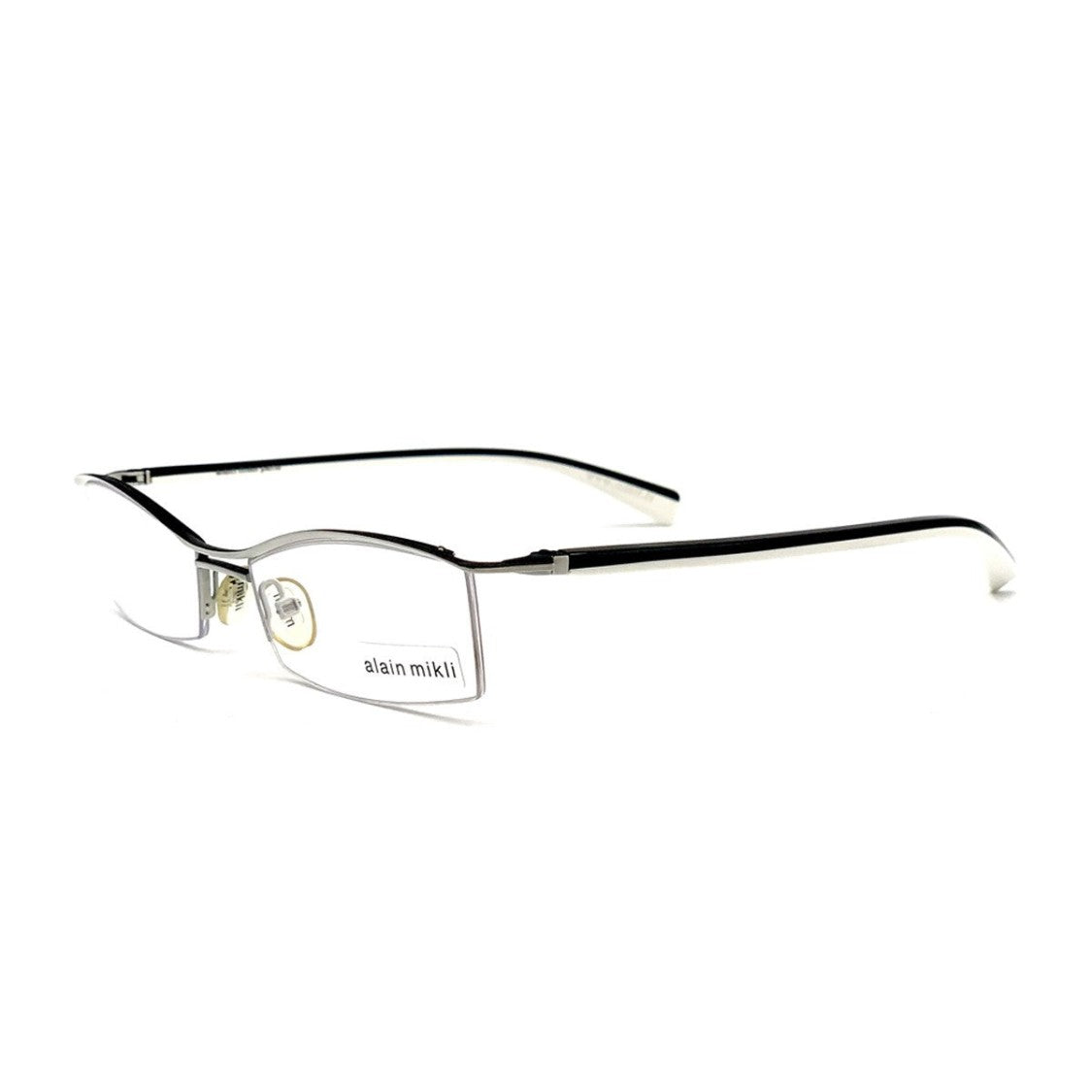 Alain Mikli White A0505 Metal Semi-Rimless Glasses