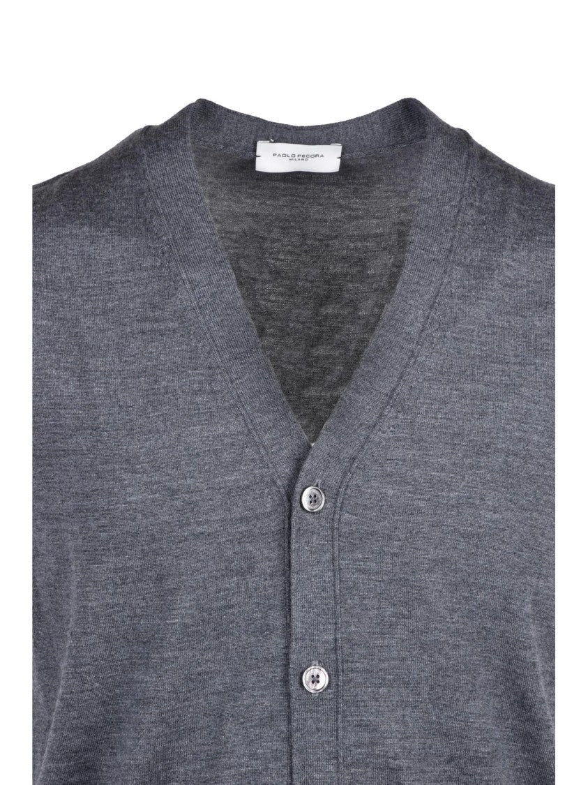 Paolo Pecora Grey Virgin Wool Sleeveless Vest