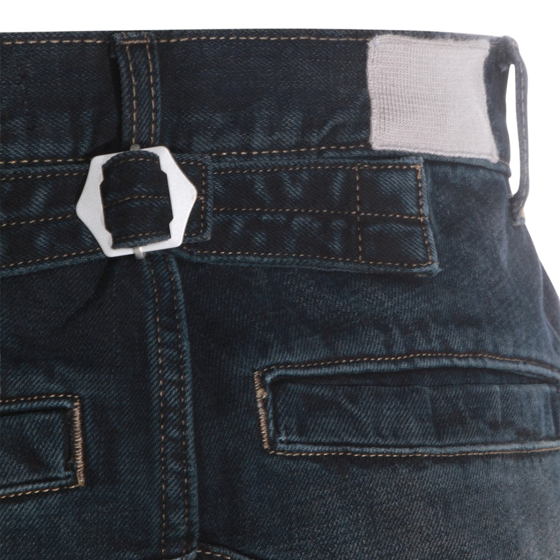 Aya Muse Straight-Leg Blue Denim Jeans With Curved Seams