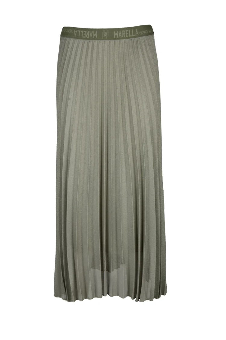 Marella Monochrome Acerbo Pleated Skirt - Green