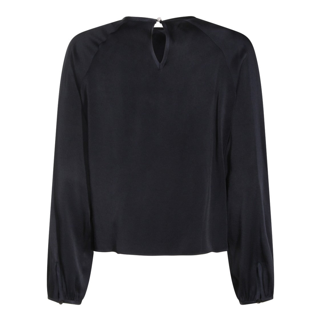 Fabiana Filippi Navy Viscose Top With Gathered Cuffs