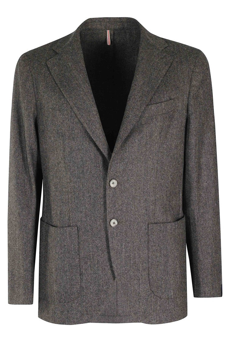 Santaniello Walnut Resca Wool Peaked Lapel Blazer
