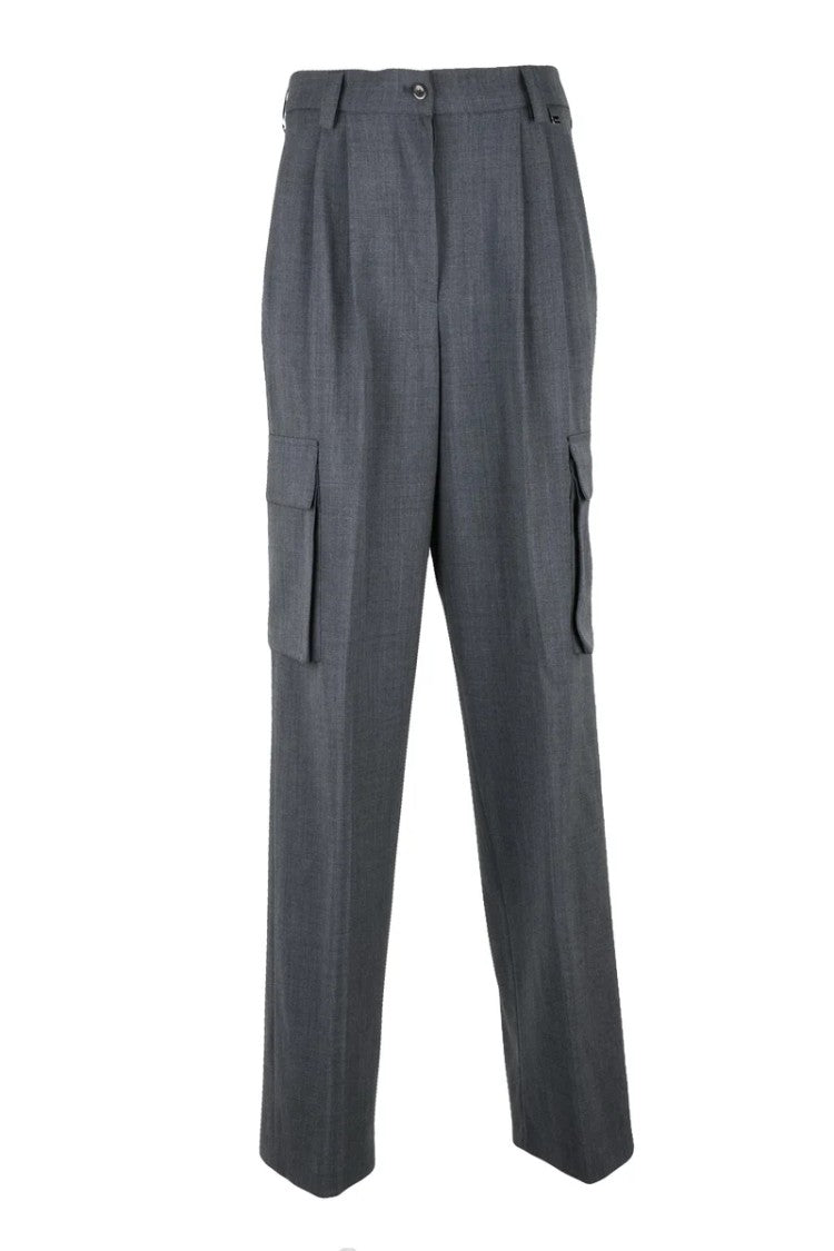 Herno Tailored Grey Trousers With Cargo Pockets