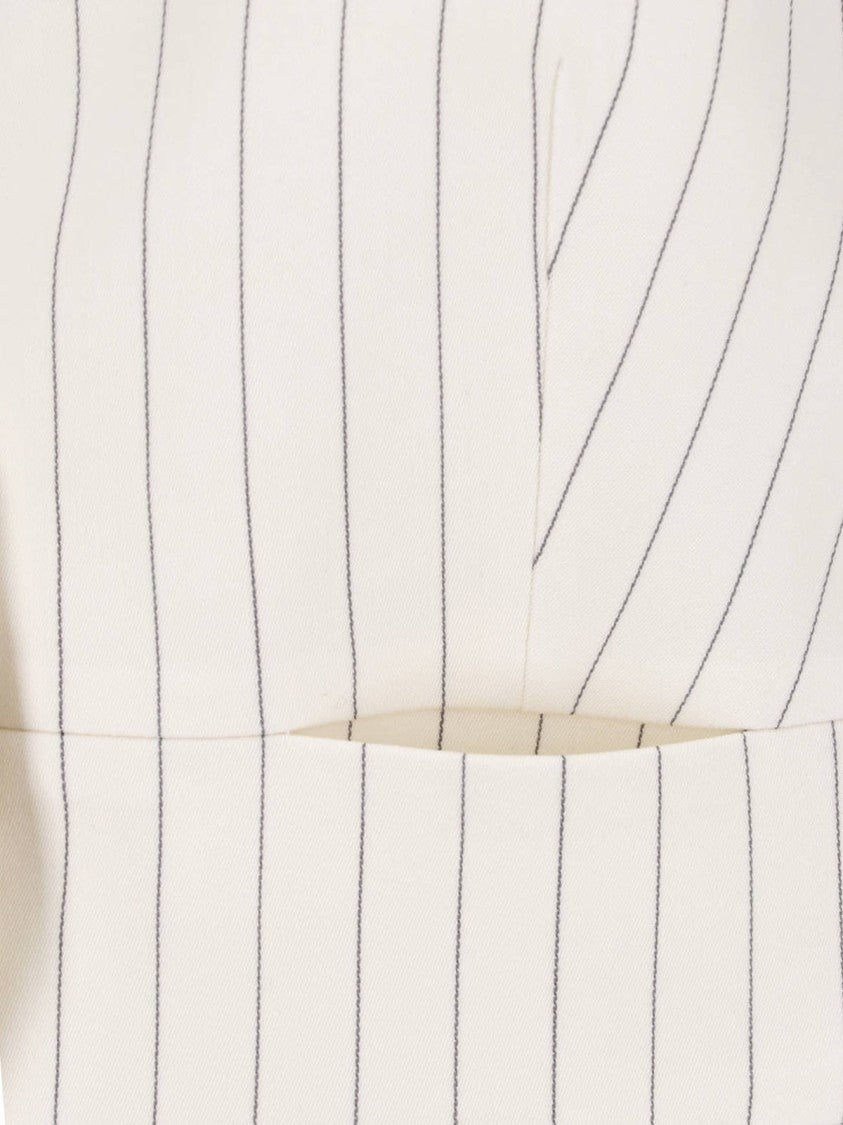 Dondup White Gessato Wool Pinstripe Vest