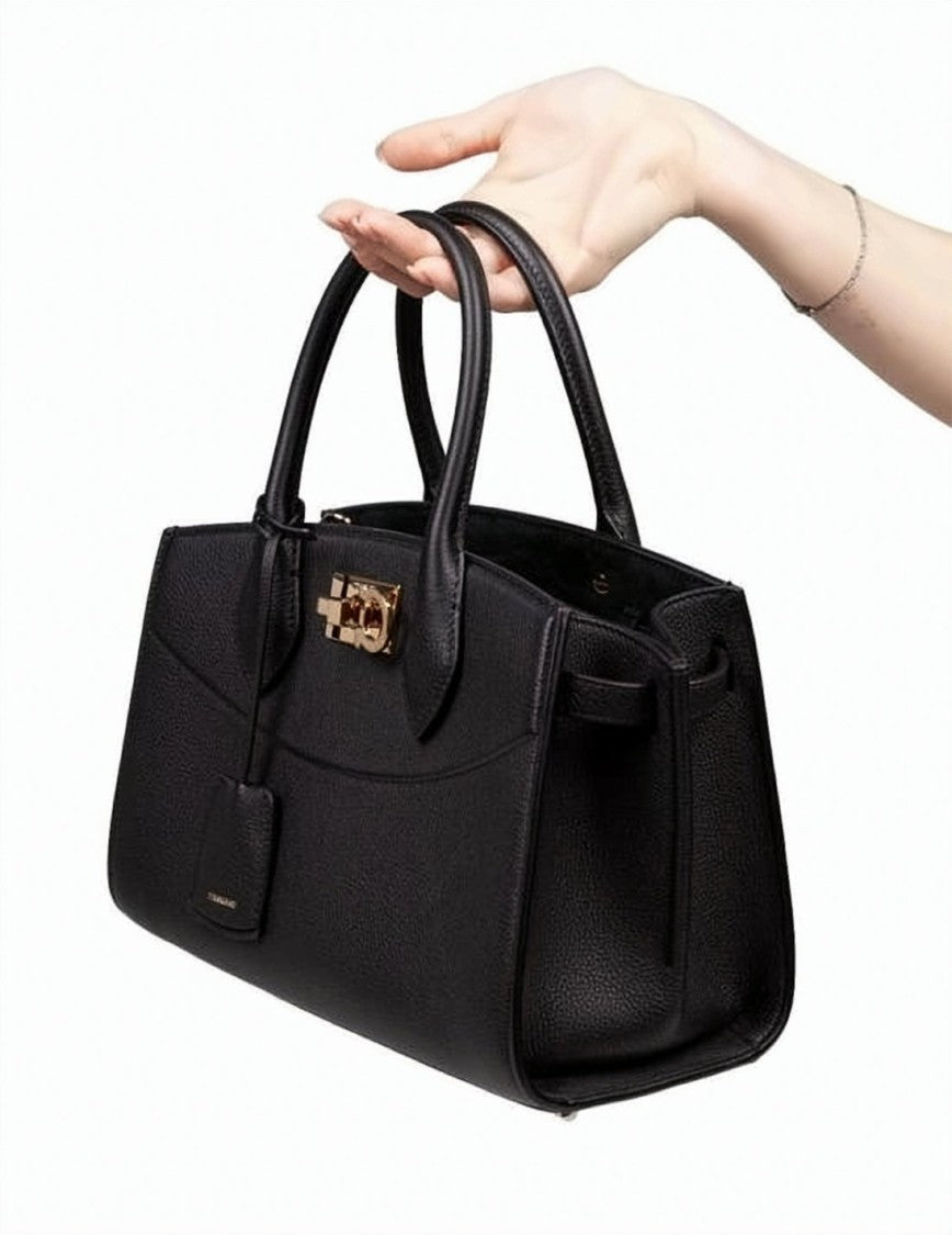 Salvatore Ferragamo Textured Calf Leather Shoulder Bag