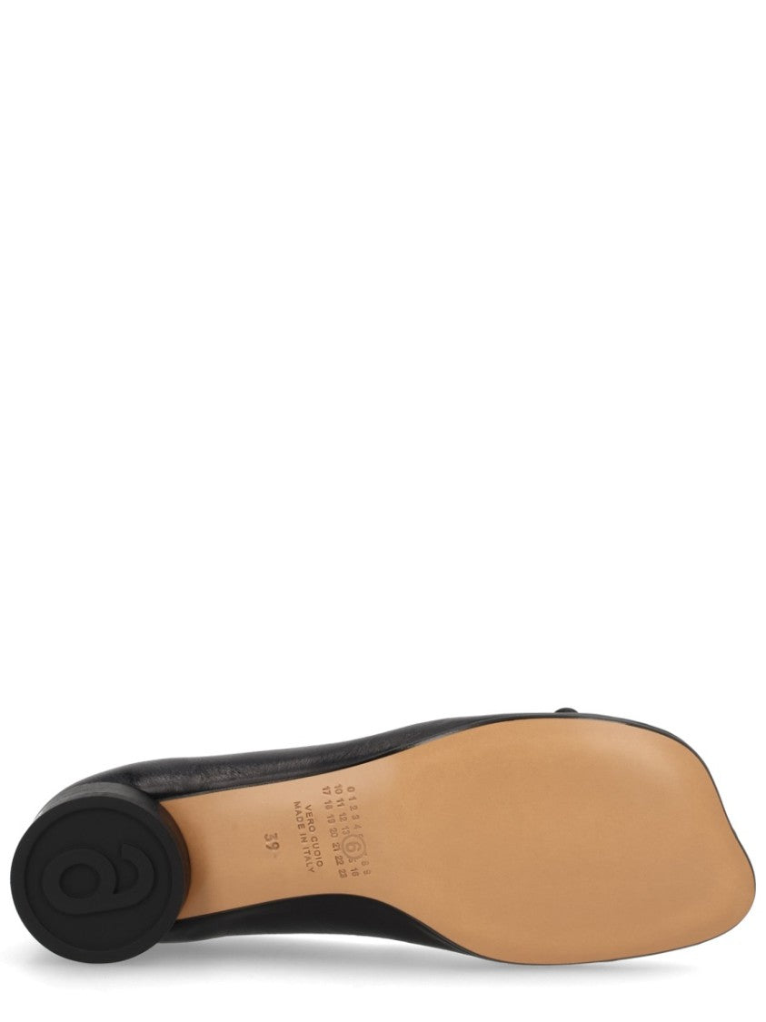 Mm6 By Maison Margiela Anatomical Toe Bow Detail Leather Ballerina Flats