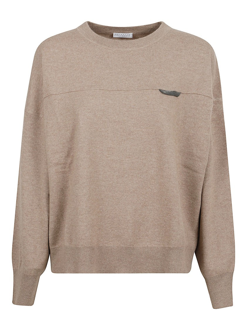 Brunello Cucinelli Brown Cashmere Sweater With Round Neckline