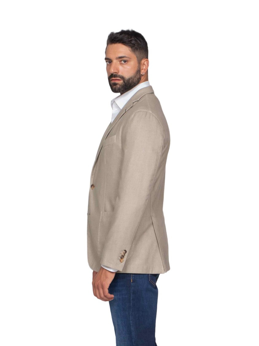 Boglioli Tailored Beige Two-Button Jacket With Notch Lapels And Patch Pockets