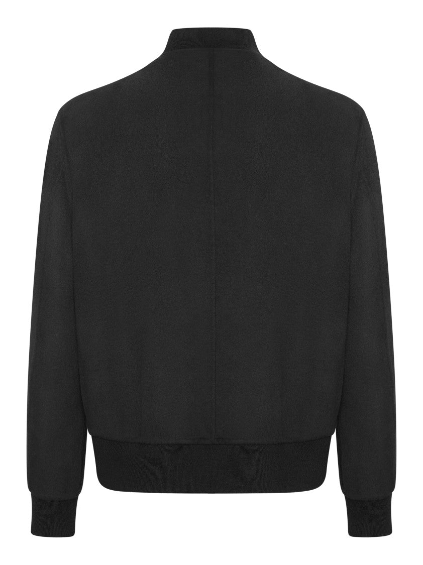 Low Brand Black Regular Fit Bomber Jacket In Stretch Double Wool