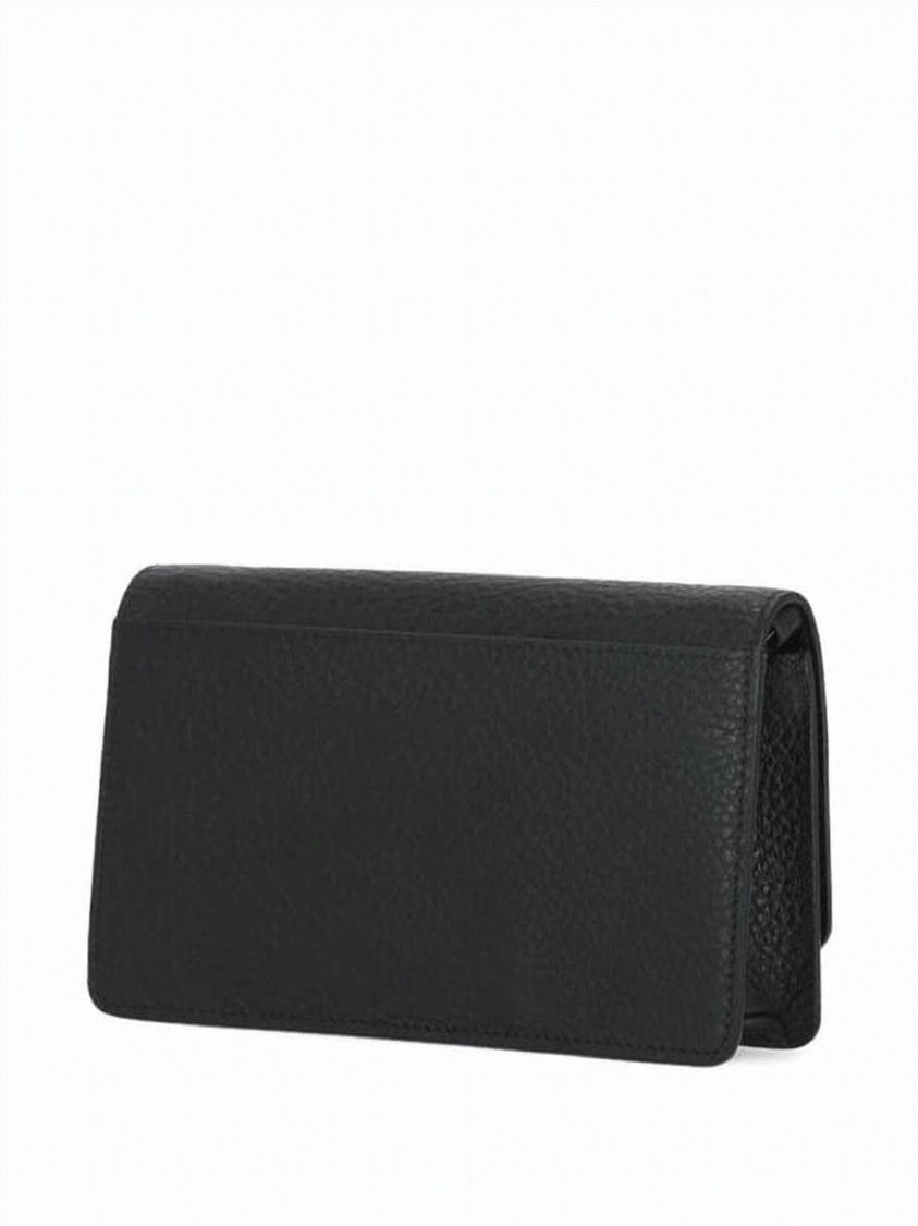 Maison Margiela Textured Calf Leather Crossbody Wallet With Chain Strap