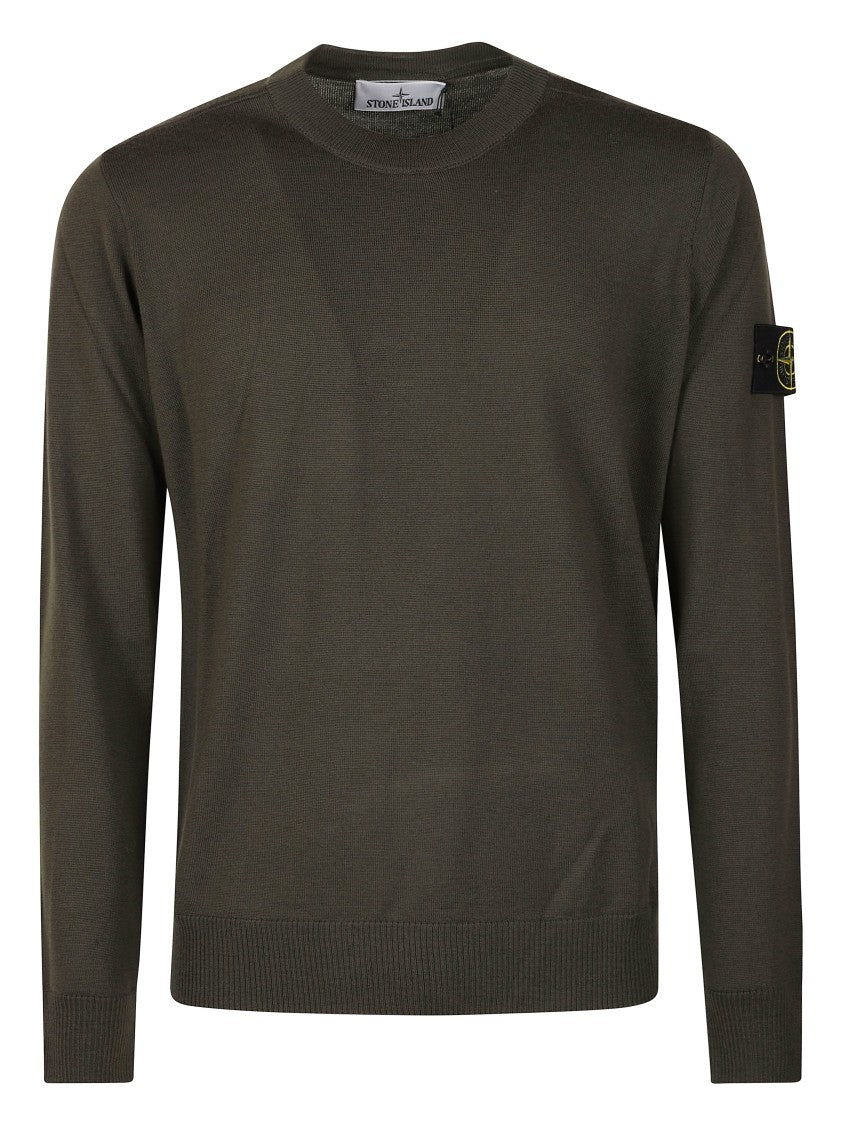 Stone Island Minimalist Olive Green Crew Neck Sweater