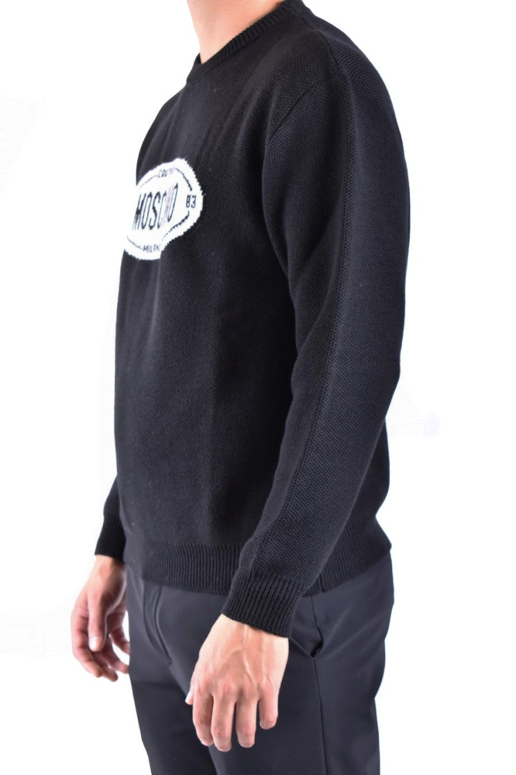 Moschino Black Knitwear With Crew Neck And Signature Logo