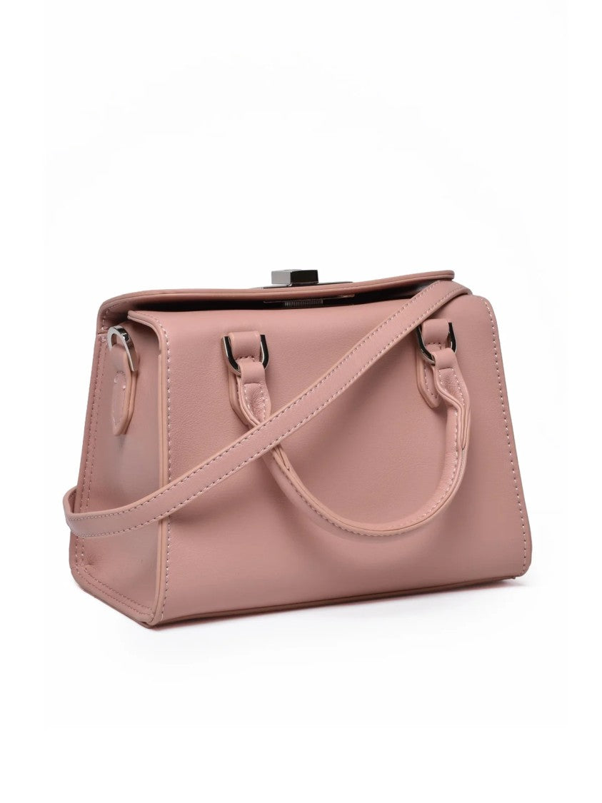 Ermanno Firenze Bowling Tina Handbag In Old Rose With Combination Lock