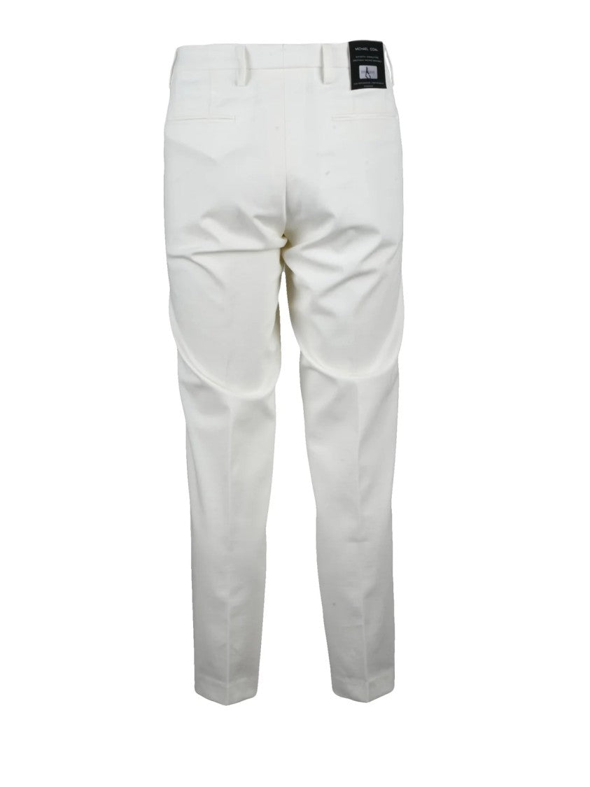 Michael Coal Technical Fabric Tailored Trousers With Slim Fit And Cropped Length