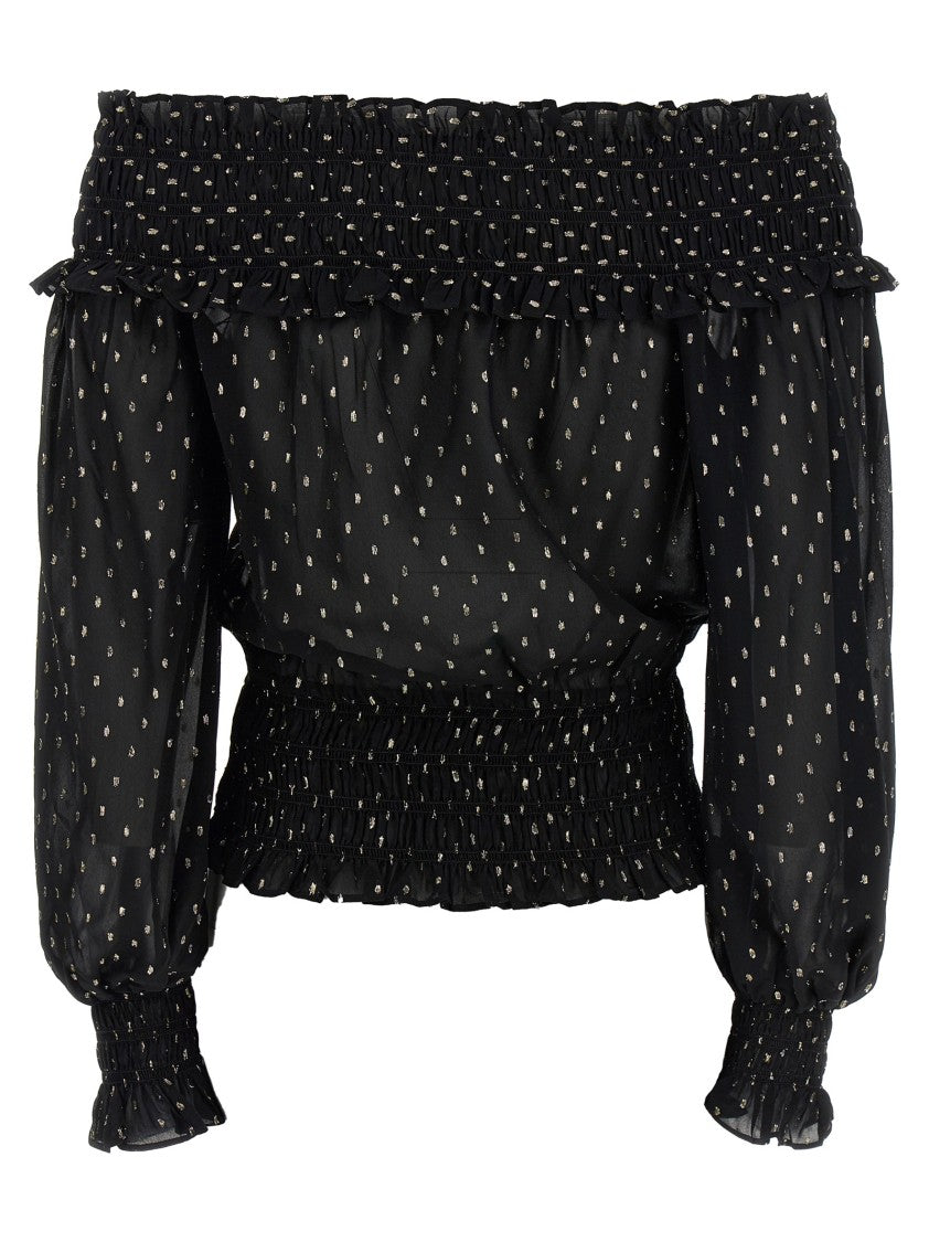 Self-Portrait 'Black And Gold Chiffon' Top