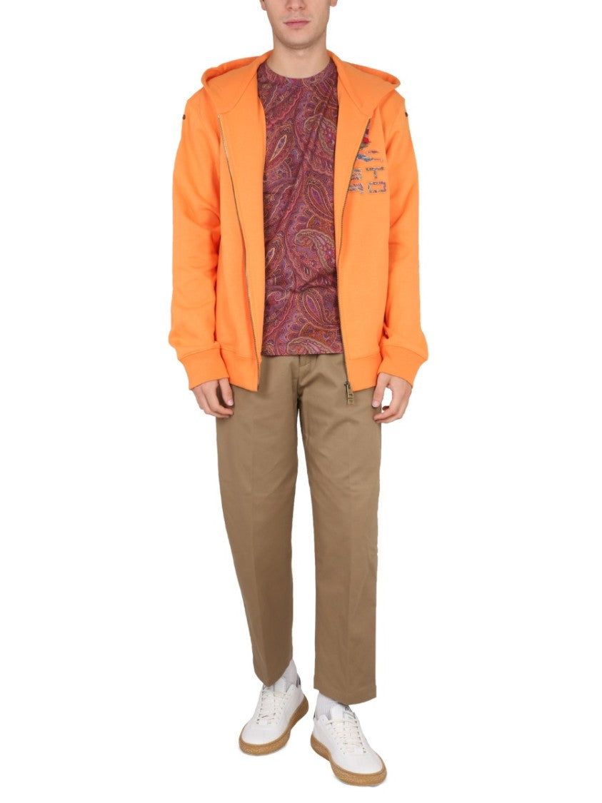 Etro Orange Zip Sweatshirt With Hood
