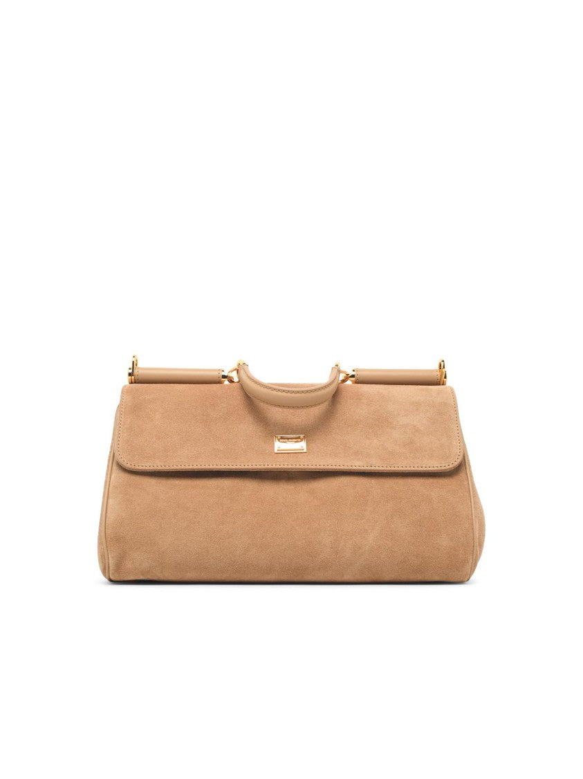Dolce & Gabbana Beige My Sicily Suede Shoulder Bag