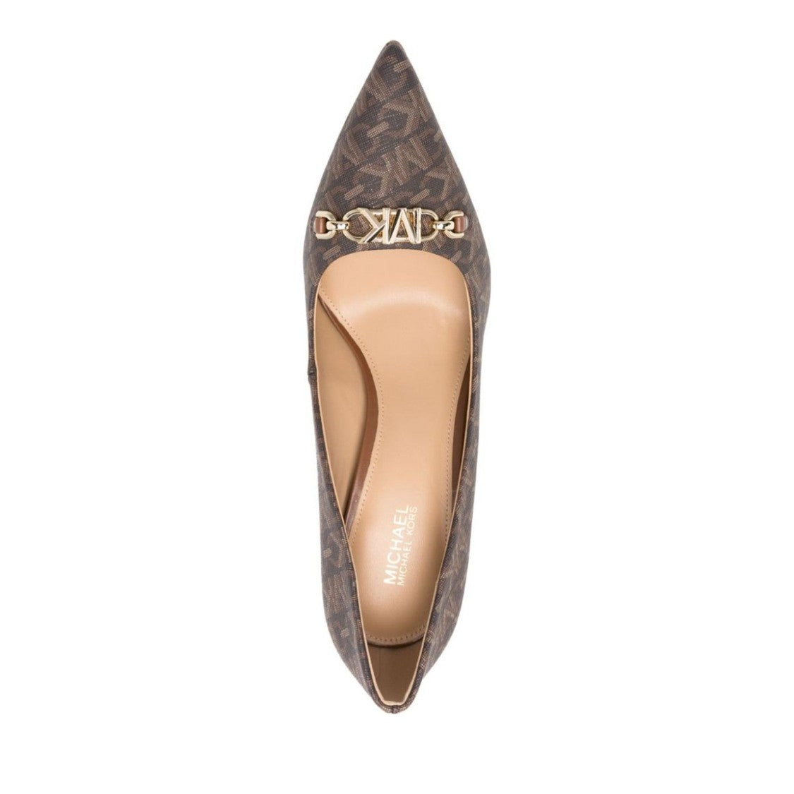 Michael Kors Brown Tiffanie Pvc Gold-Tone Buckle Pumps