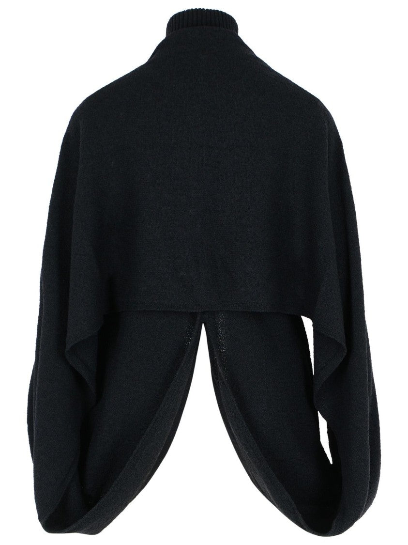 Sportmax Adepto' Black Virgin Wool Blend High Neck Sweater
