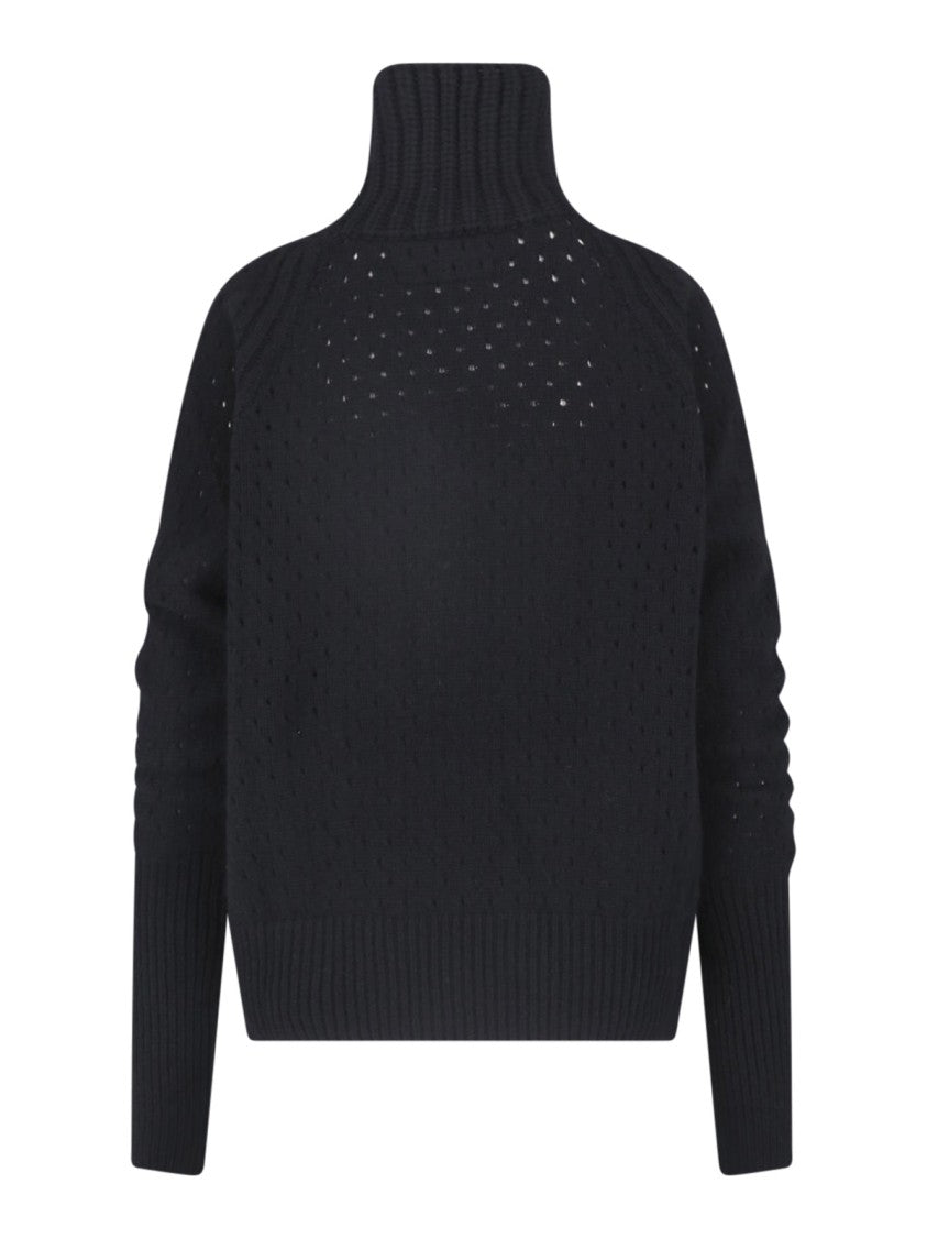 Ermanno Scervino Perforated High Turtleneck Cashmere Cardigan
