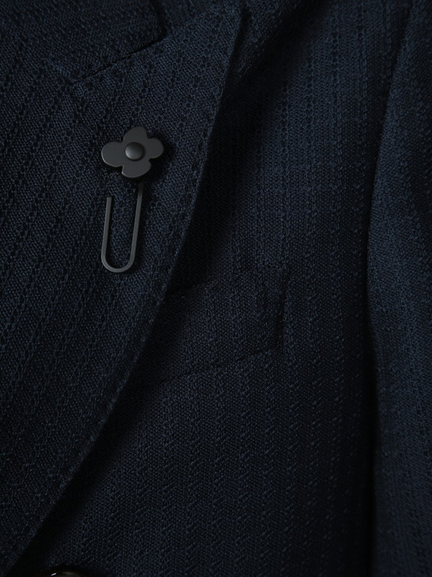 Lardini Double-Breasted Cotton Blazer With Knit Texture
