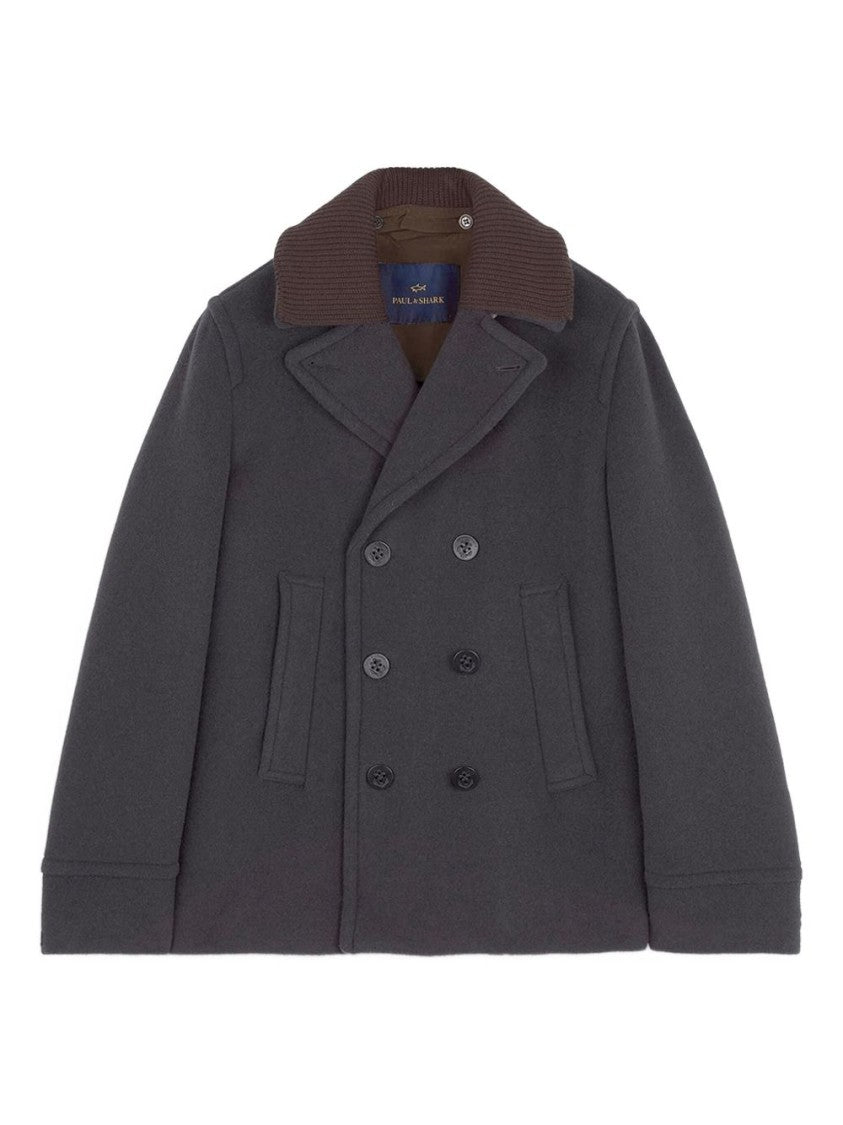Paul & Shark Double-Breasted Ribbed-Collar Peacoat