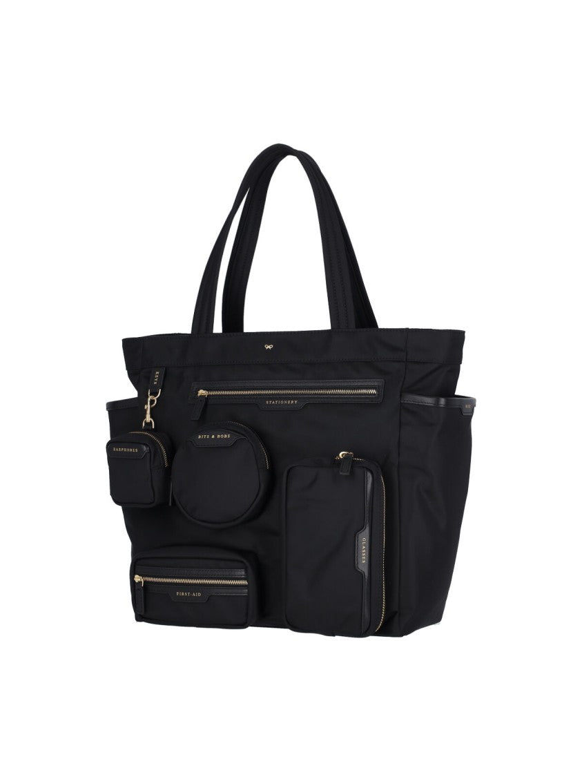Anya Hindmarch Black Commuter Multi-Pocket Nylon Tote