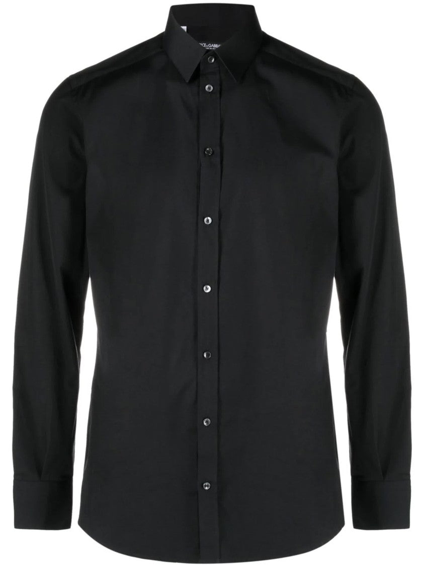 Dolce & Gabbana Fitted White Pointed Collar Cotton Shirt