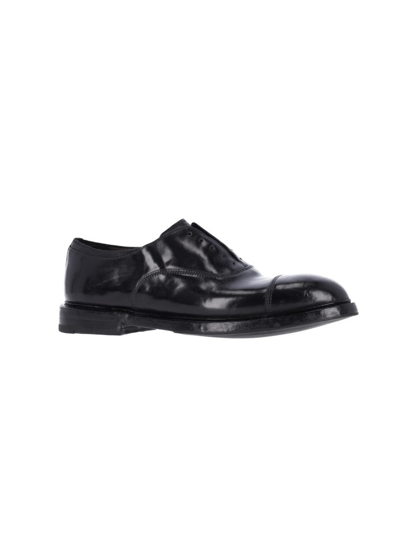 Premiata Black Leather Slip-On Derby