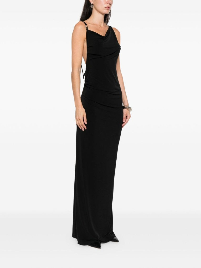 Coperni Black Cowl Neck Ring Detail Dress