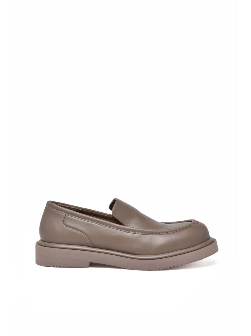 Paloma Barceló Taupe Leather Classic Loafers