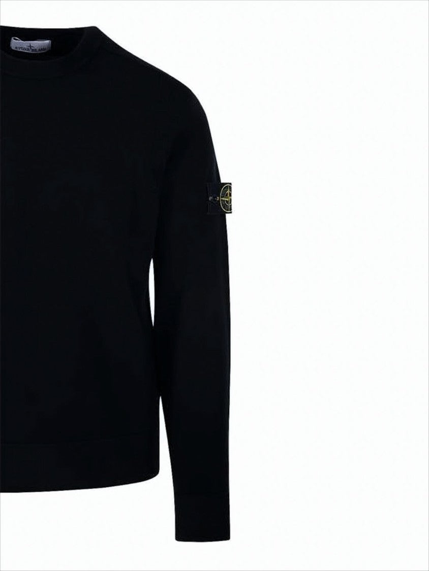 Stone Island Classic Crew Neck Black Knit Sweater