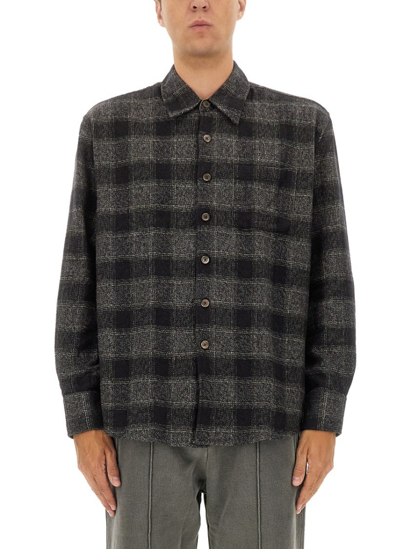 Our Legacy Classic Dark Plaid Cotton Shirt