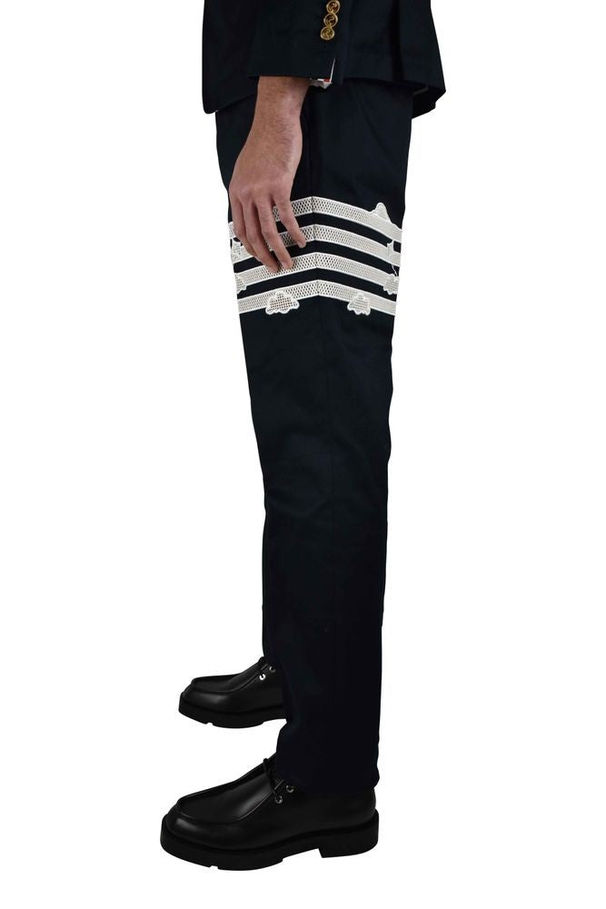 Thom Browne Navy Blue Tailored Suit With Embroidered Accents