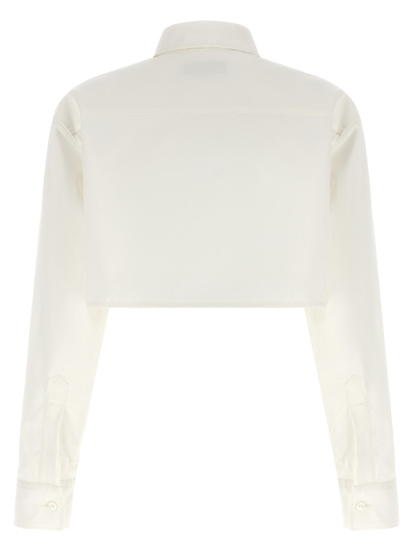 Balenciaga Cropped Shirt With Pointed Collar And Embroidered Cuffs