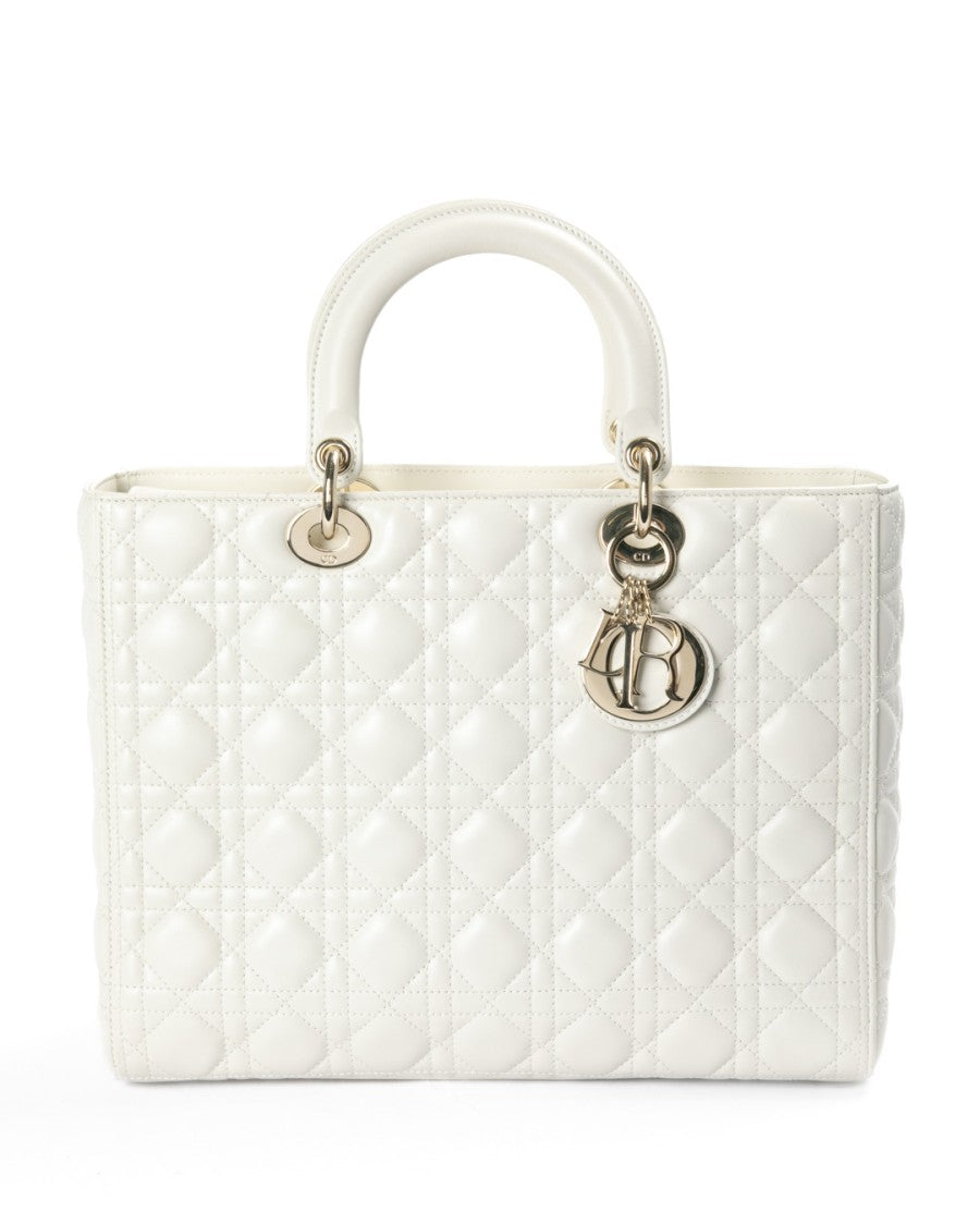 Dior Lady Large Cannage Bag Cream
