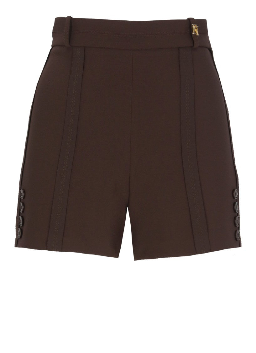 Elisabetta Franchi Brown Shorts With Logoed Shorts