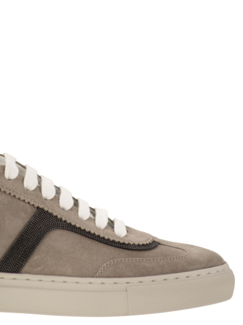 Brunello Cucinelli Suede Trainers With Precious Detailing