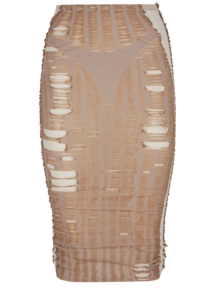 Diesel Seamless Nude Effect Knitted Midi Skirt