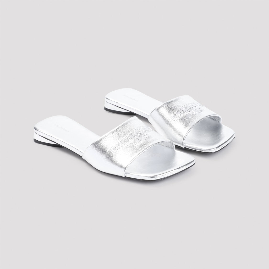Balenciaga Duty Free Silver Sheep Leather Sandals