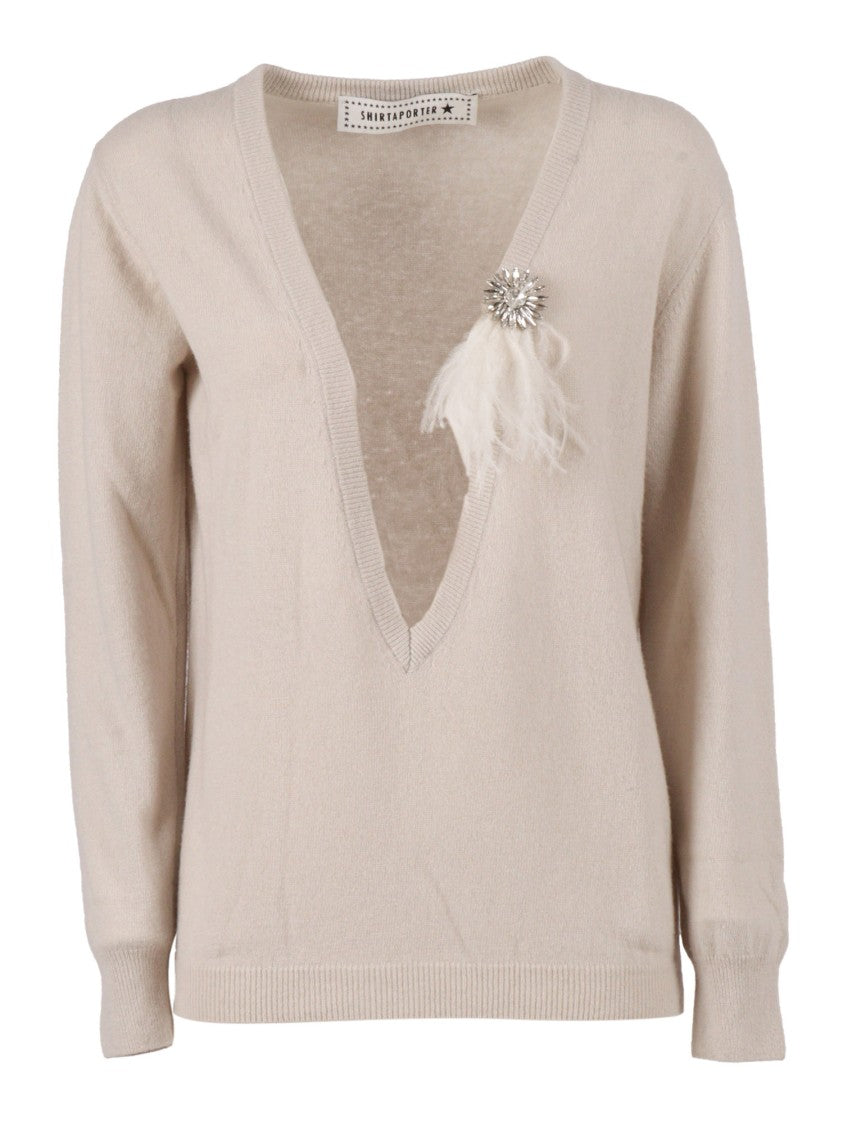 Shirt A Porter Knit Sweater With Deep V-Neck