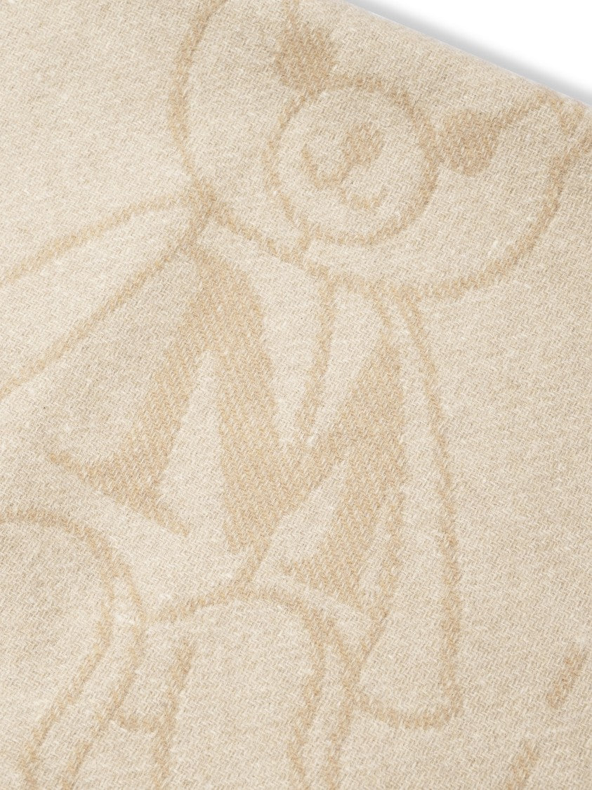 Max Mara Teddy Bear Motif Cashmere Scarf